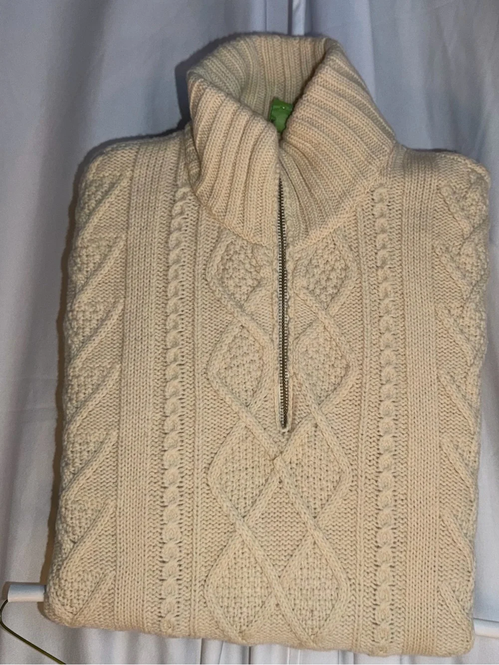 Banana Republic Cream Cable Knit Half-Zip Turtleneck Sweater